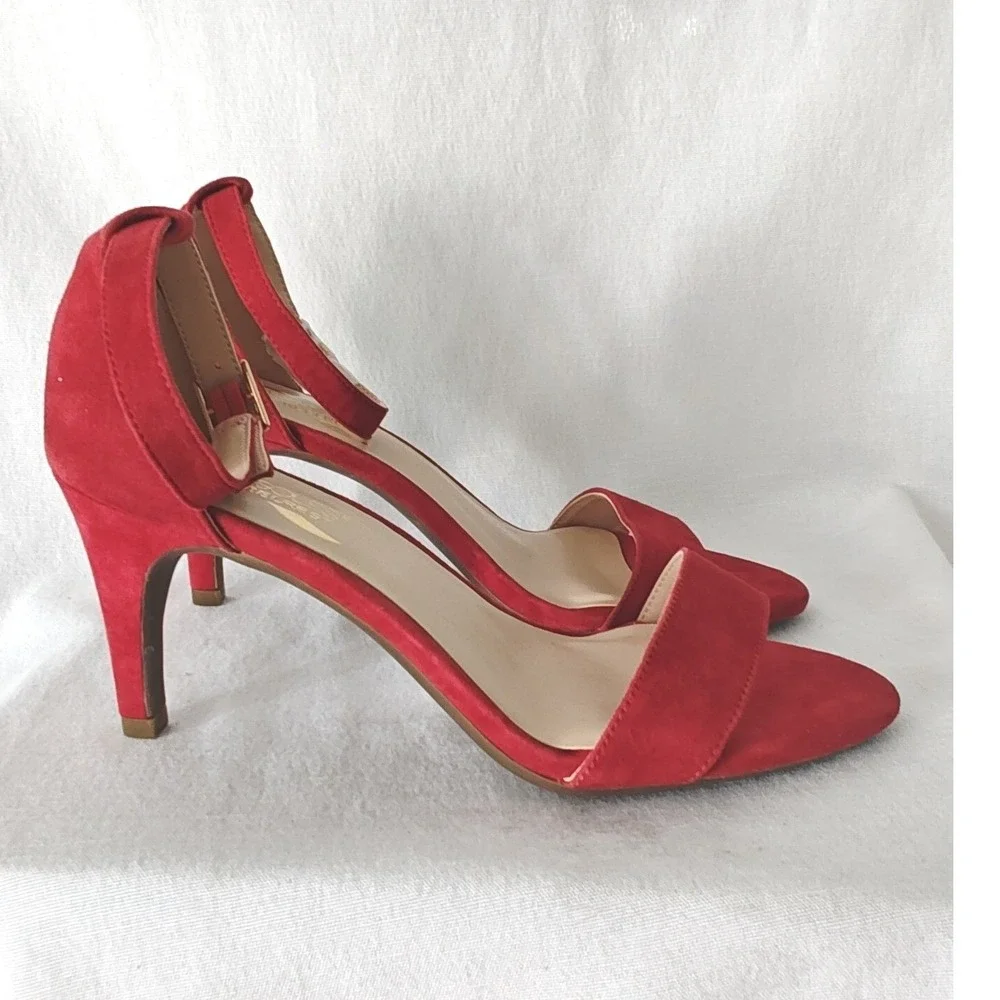Aerosoles Laminate Sandals Red Suede Ankle Strap Dress Pump Comfortable size 9